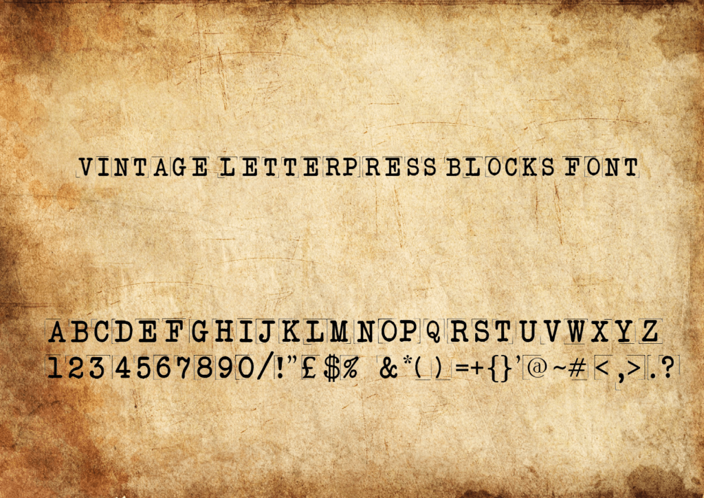 vintage letterpress blocks font cover